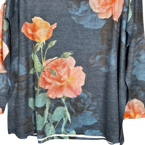 Soft Surroundings Tunic Womens 1X Evening Primrose Floral Keyhole Peekaboo - Picture 9 of 10